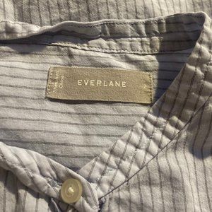 Everlane Collarless Air Shirt (Blue striped; S/2)